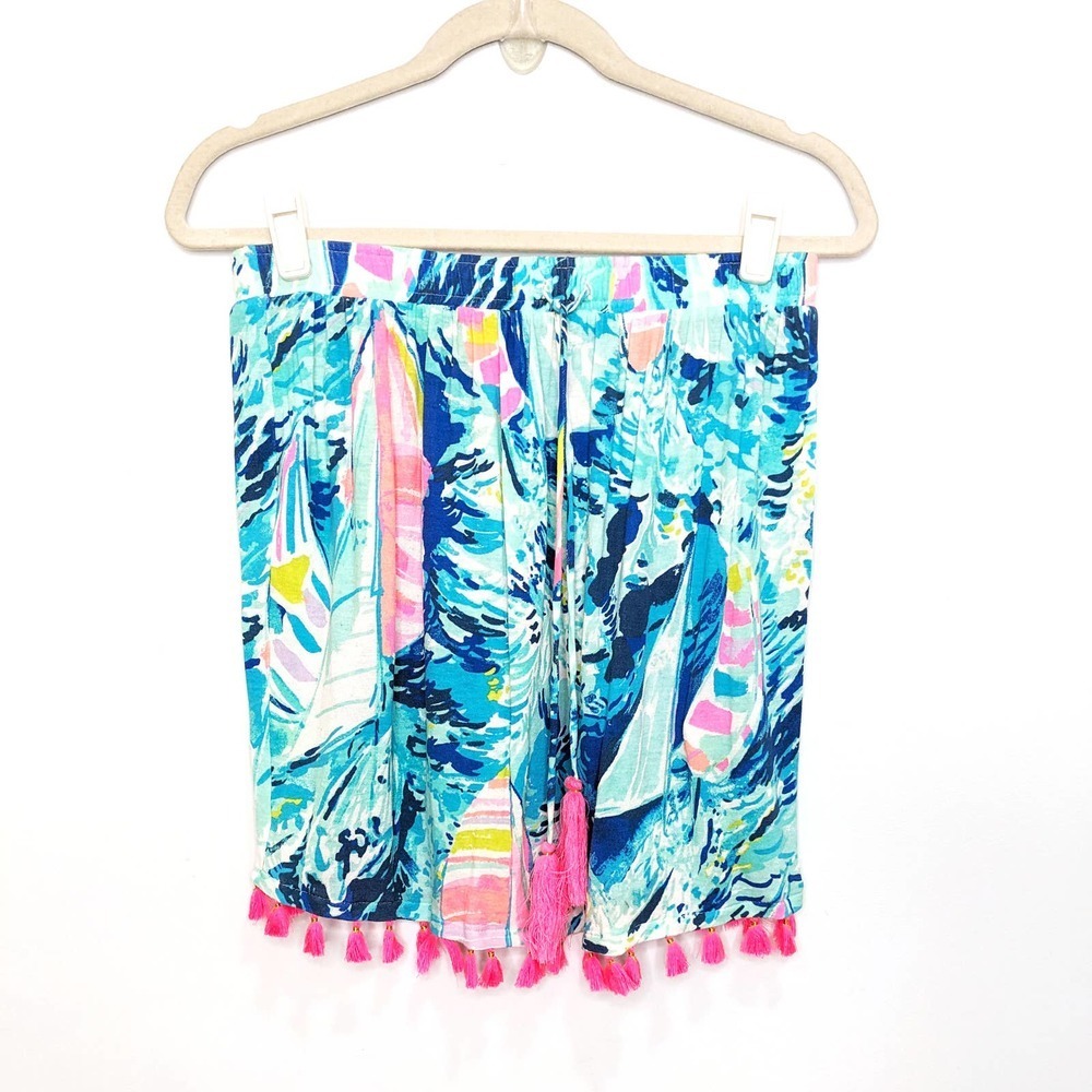 Lilly Pulitzer Womens XS Palma Tube Top Sleeveless Drawstring Tassel Tropical